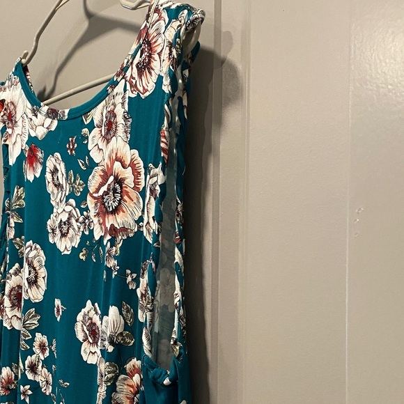 Maurices Dark Teal Floral Midi Sleeveless Dress size 2 - Picture 6 of 7